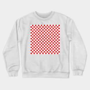 Wonky Checkerboard, White and Red Crewneck Sweatshirt